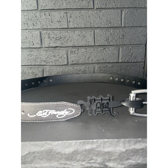 NWT ED HARDY studded skull belt Sz 36 - Picture 4 of 5